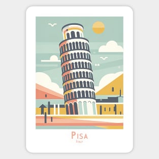 Leaning Tower of Pisa Pastel Panorama Sticker